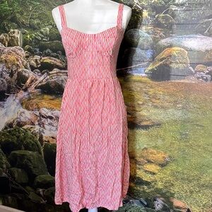 Elegant Pink Striped Midi Dress